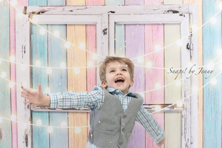 Kate Birthday Baby Colorful Wood Wall with Window Easter Backdrop for Children Designed by JFCC - Kate Backdrop AU