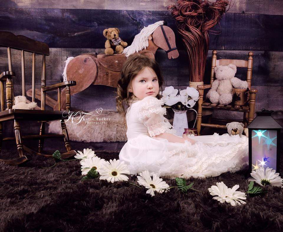 Kate Rocking Horse and Teddy Bear Children Backdrop for Photography Designed by Amanda Moffatt - Kate Backdrop AU