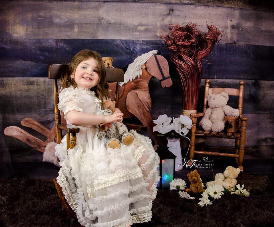 Kate Rocking Horse and Teddy Bear Children Backdrop for Photography Designed by Amanda Moffatt - Kate Backdrop AU