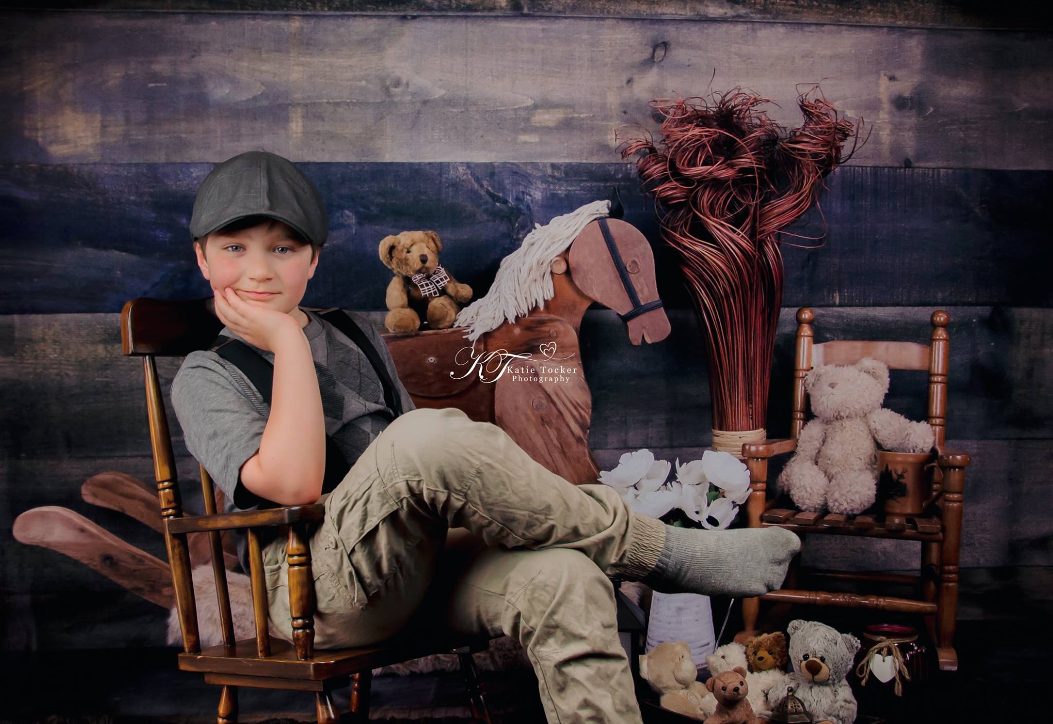 Kate Rocking Horse and Teddy Bear Children Backdrop for Photography Designed by Amanda Moffatt - Kate Backdrop AU