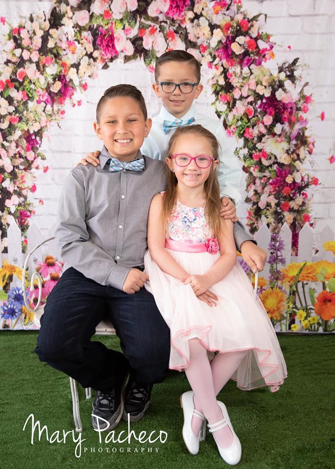 Kate Retro Brick with Spring Flowers and Fence Backdrop for Photography Designed by JFCC - Kate Backdrop AU
