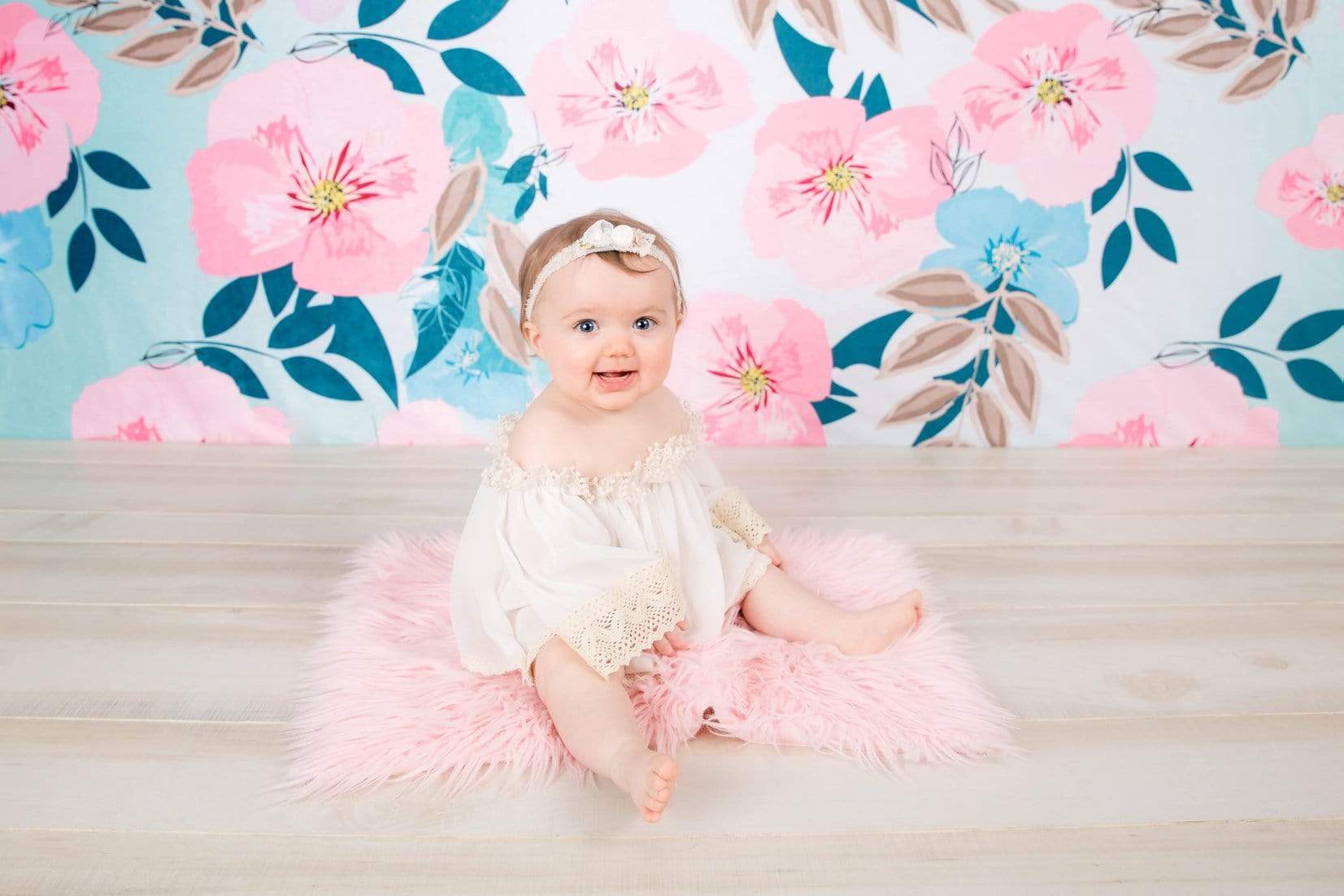 Kate Mother's Day Retro Spring Flowers Cake Smash Children Backdrop for Photography Designed by JFCC - Kate Backdrop AU
