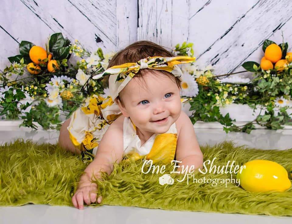 Kate Retro Wood Summer Daisies Lemon Backdrop - Kate Backdrop AU