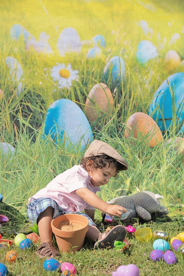 Kate Happy Easter Eggs Spring Flowers Backdrop - Kate Backdrop AU