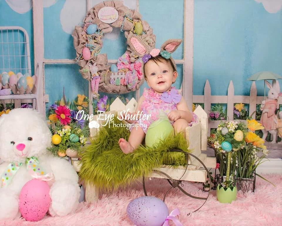 Kate Rabbits Decorations Easter Spring Children Backdrop for Photography Designed by Erin Larkins - Kate Backdrop AU