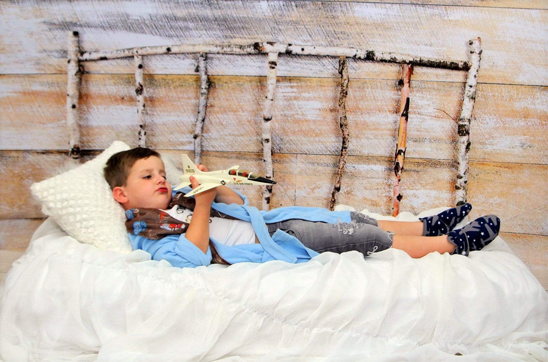 Kate Christmas Wood Wall Birch bed Simple Backdrop designed by Arica Kirby - Kate Backdrop AU