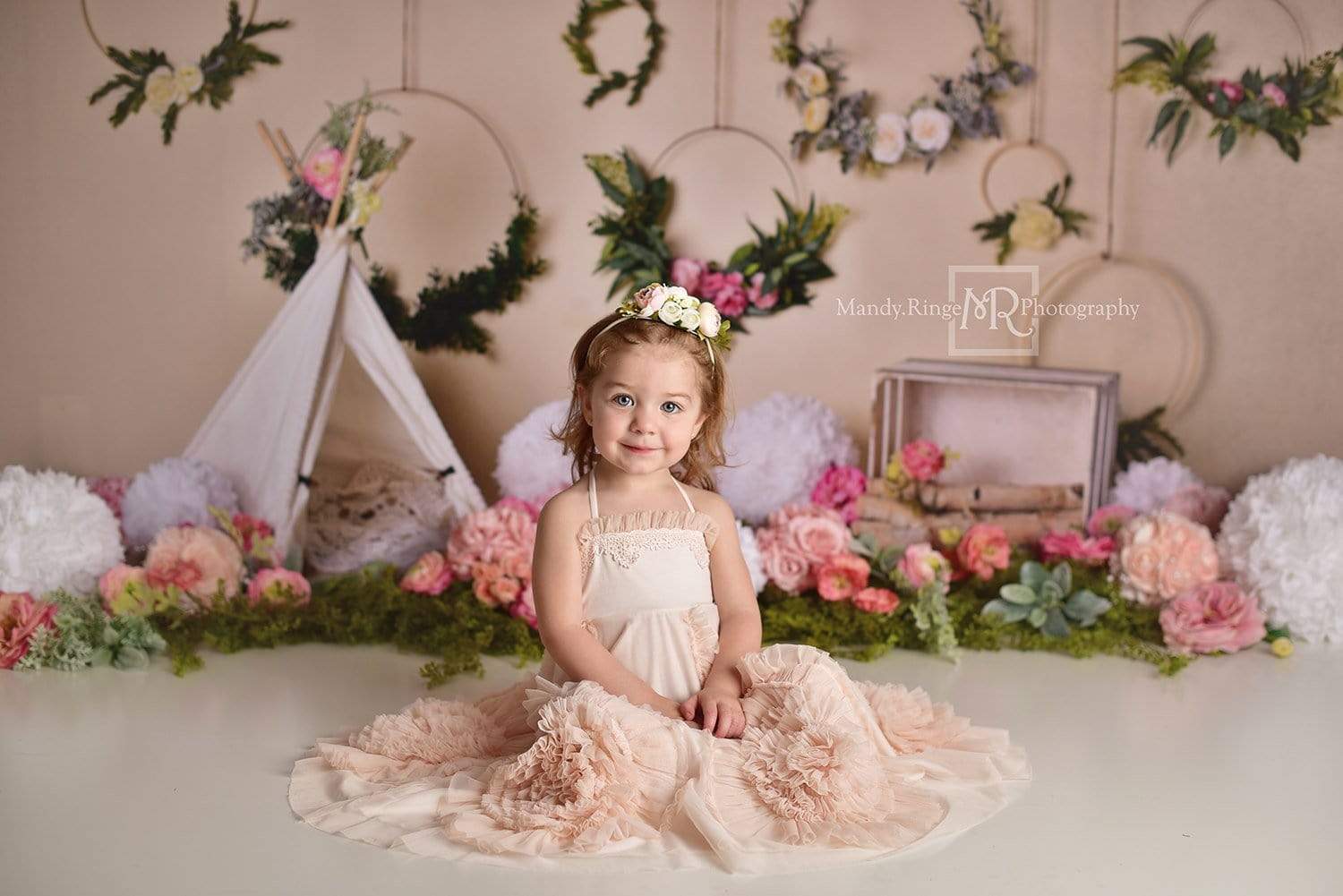 Kate Spring Flowers Camping Children Birthday Backdrop for Photography Designed by Mandy Ringe Photography - Kate Backdrop AU