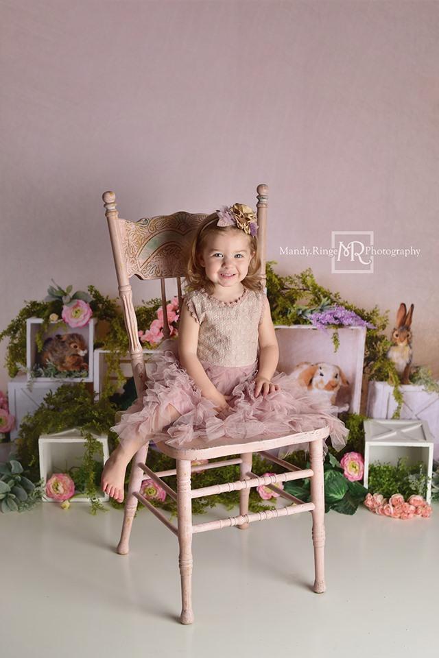 Kate Spring Rabbits Flowers Children Easter Backdrop for Photography Designed by Mandy Ringe Photography - Kate Backdrop AU