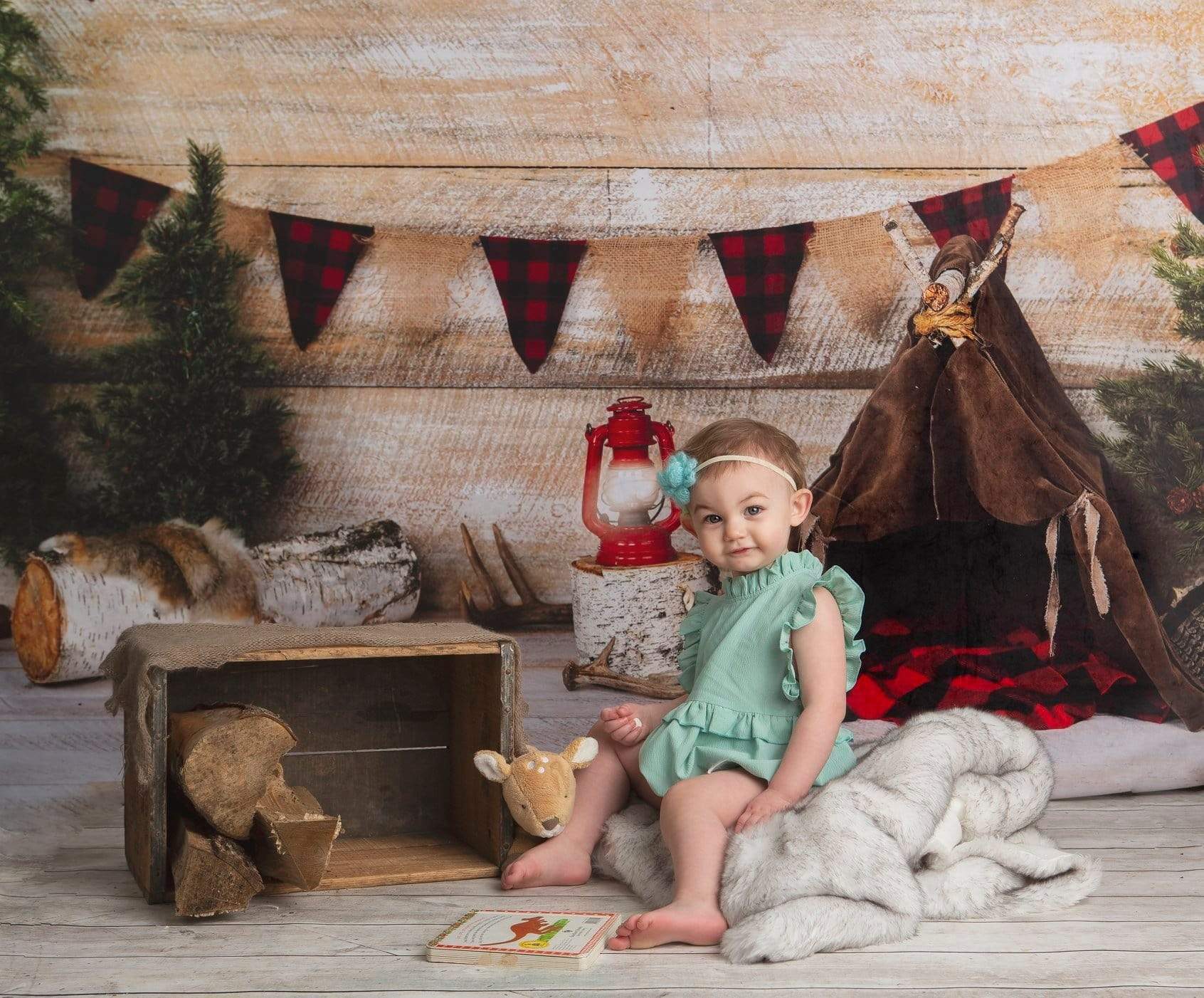Kate Buffalo Plaid Adventures Christmas Backdrop Designed by Arica Kirby - Kate Backdrop AU