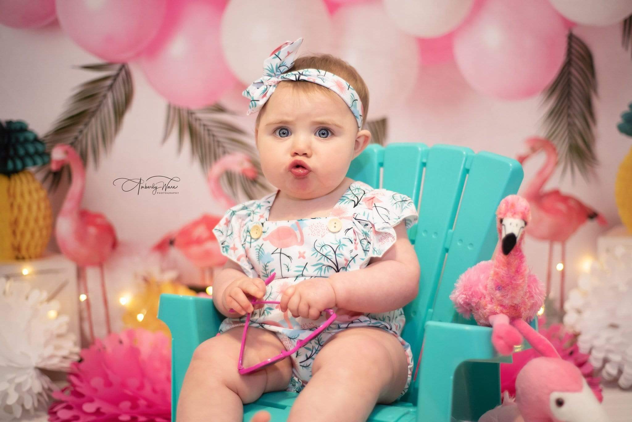 Kate Balloons Flowers Flamingo Summer Backdrop for Photography Designed by Mandy Ringe Photography - Kate Backdrop AU