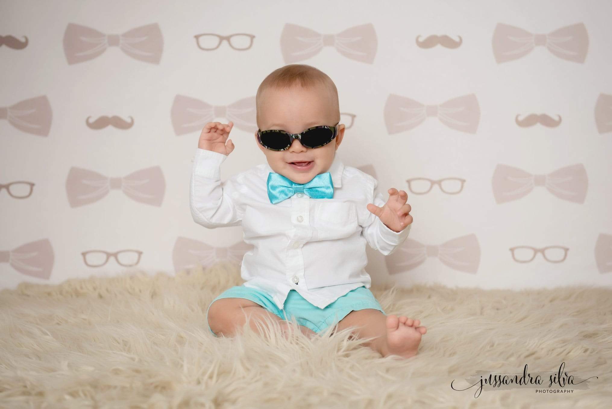 Kate Bowties for Little Guys in Brown Father's Day Backdrop for Photography Designed by Amanda Moffatt - Kate Backdrop AU