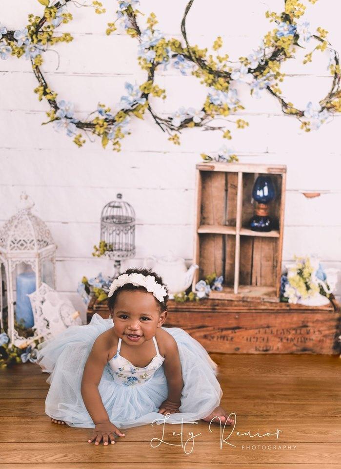 Kate Enchanted Blue Floral Wreaths Backdrops Designed by Arica Kirby - Kate Backdrop AU
