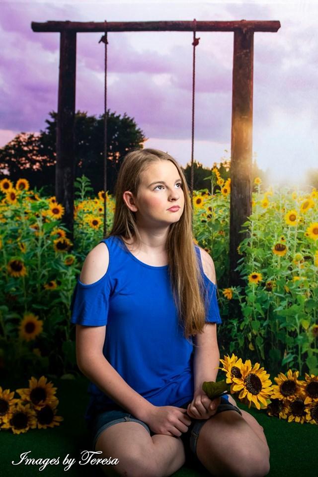 Kate Summer Sunflower Swing Backdrop for Photography Designed By Pine Park Collection - Kate Backdrop AU