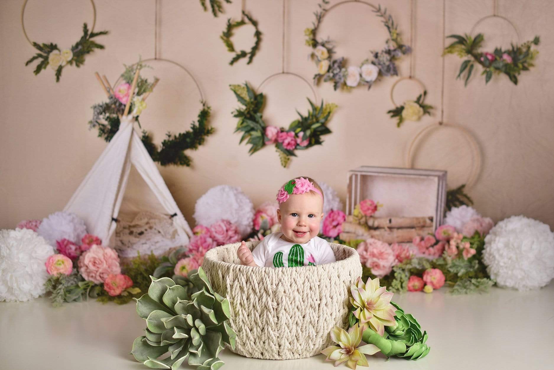 Kate Spring Flowers Camping Children Birthday Backdrop for Photography Designed by Mandy Ringe Photography - Kate Backdrop AU