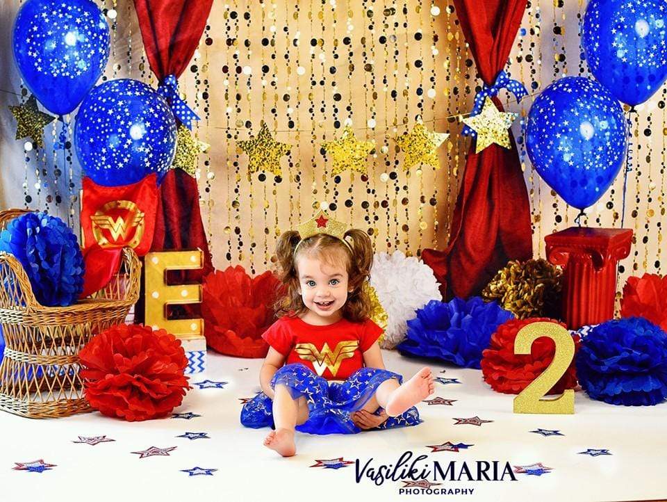 Kate One-der Woman First Birthday Balloons Backdrop for Photography Designed by Mandy Ringe Photography - Kate Backdrop AU
