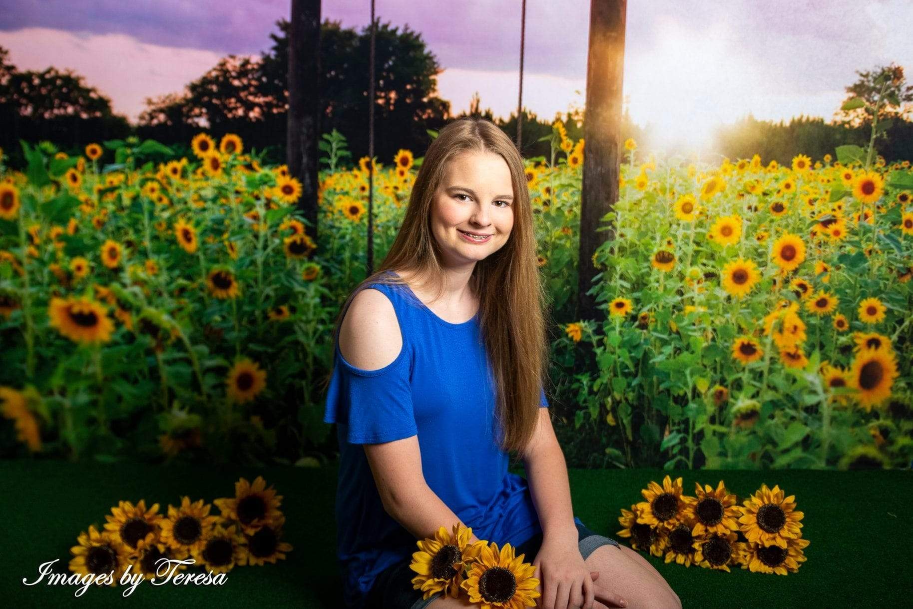 Kate Summer Sunflower Swing Backdrop for Photography Designed By Pine Park Collection - Kate Backdrop AU