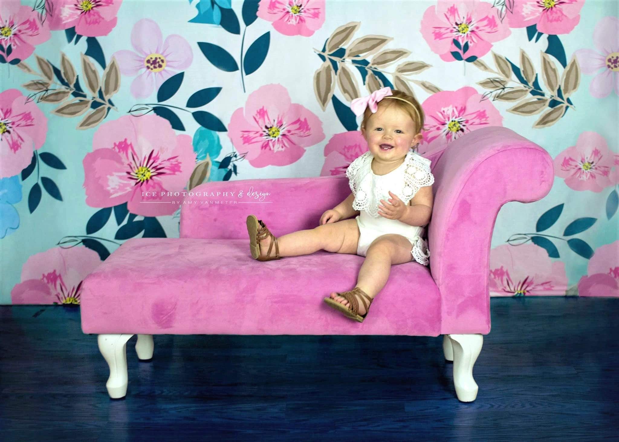 Kate Mother's Day Retro Spring Flowers Cake Smash Children Backdrop for Photography Designed by JFCC - Kate Backdrop AU