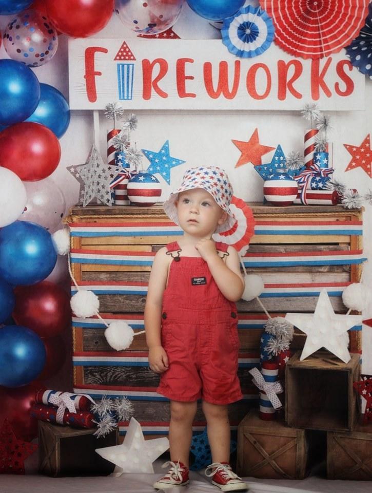 Kate 4th of July Fireworks Balloon Children Backdrop Designed by Lisa B - Kate Backdrop AU