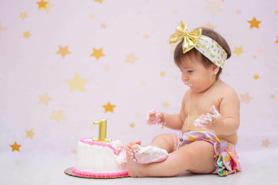 Kate Golden Stars Pink Birthday Backdrop for Children Photography Designed by JFCC - Kate Backdrop AU