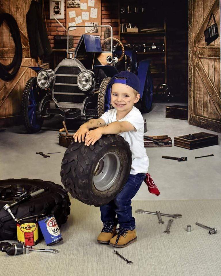 Kate Garage Car Workshop Backdrops for Boy - Kate Backdrop AU