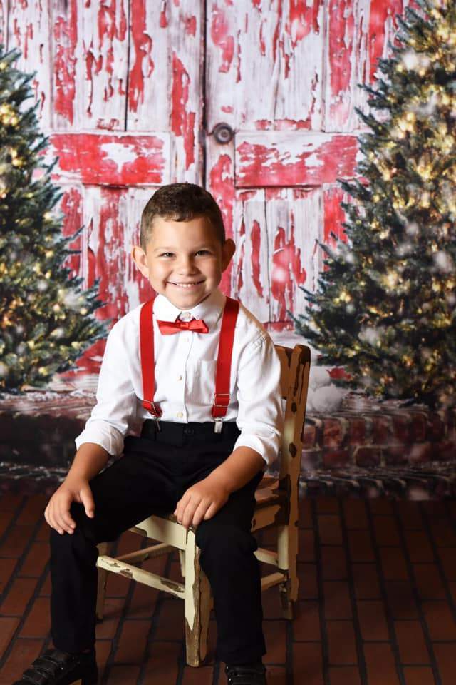 Kate Red Doors Christmas Children Backdrop for Photography Designed by Pamela Hughes photography - Kate Backdrop AU