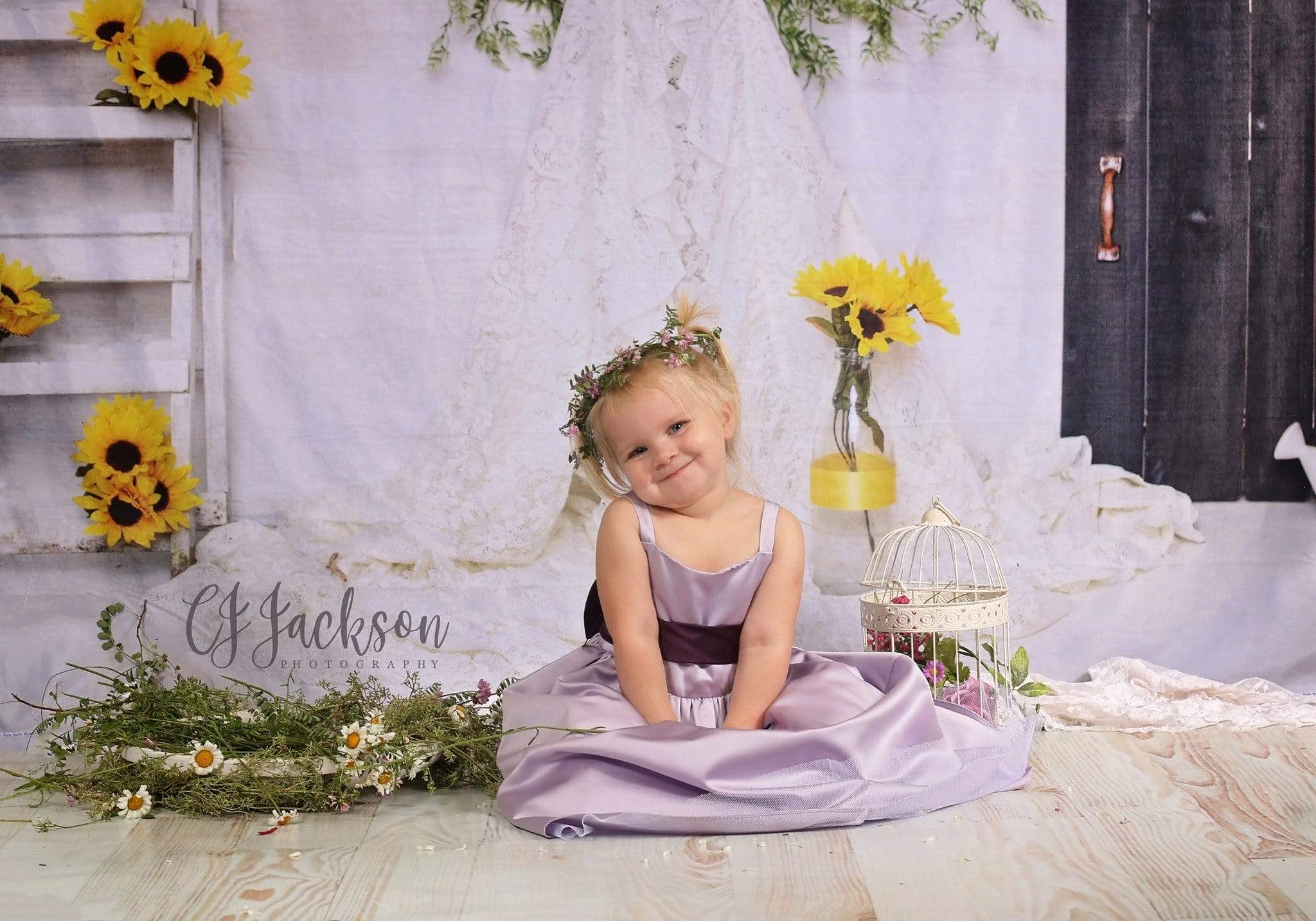 Kate Sunflower Teepee for Children Backdrop for Photography Designed By Erin Larkins - Kate Backdrop AU