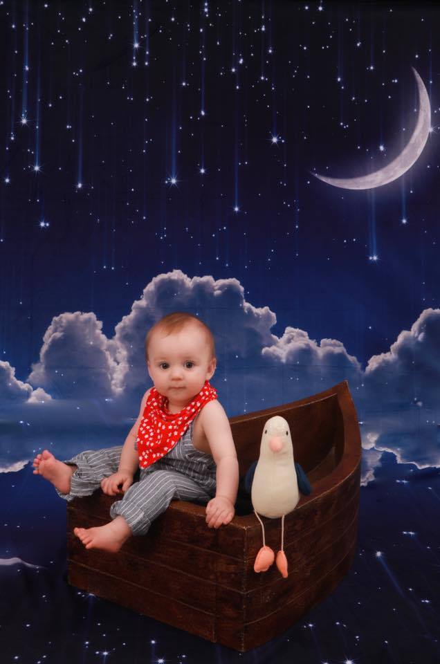 Kate Night Sky with Moon and Cloud Children Backdrop for Photography - Kate Backdrop AU