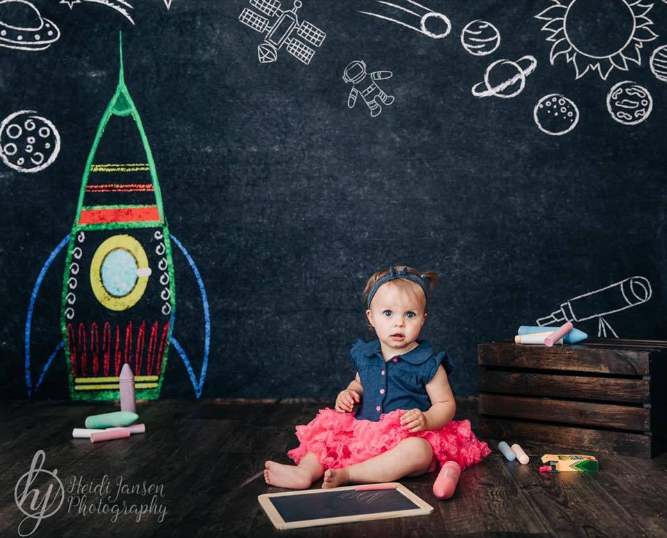 Kate Back to School Space Backdrop for Photography Designed by Marina Smith - Kate Backdrop AU