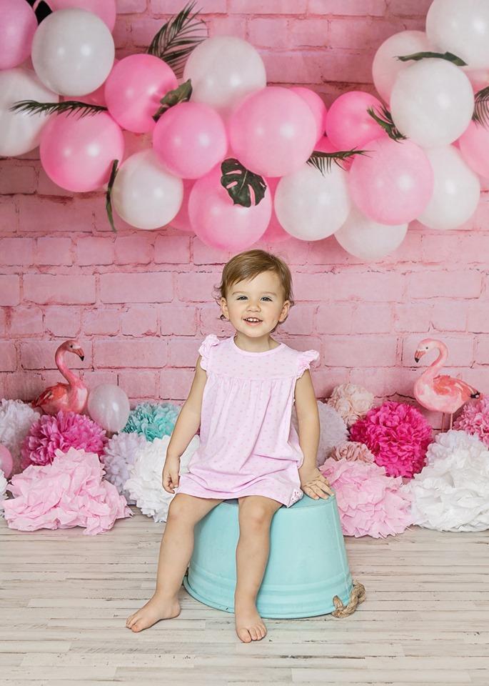 Kate Girly Pink Flamingos Children Backdrop for Photography Designed by Mandy Ringe Photography - Kate Backdrop AU