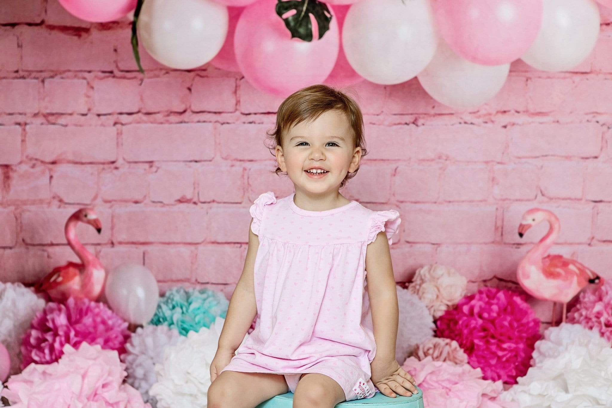 Kate Girly Pink Flamingos Children Backdrop for Photography Designed by Mandy Ringe Photography - Kate Backdrop AU