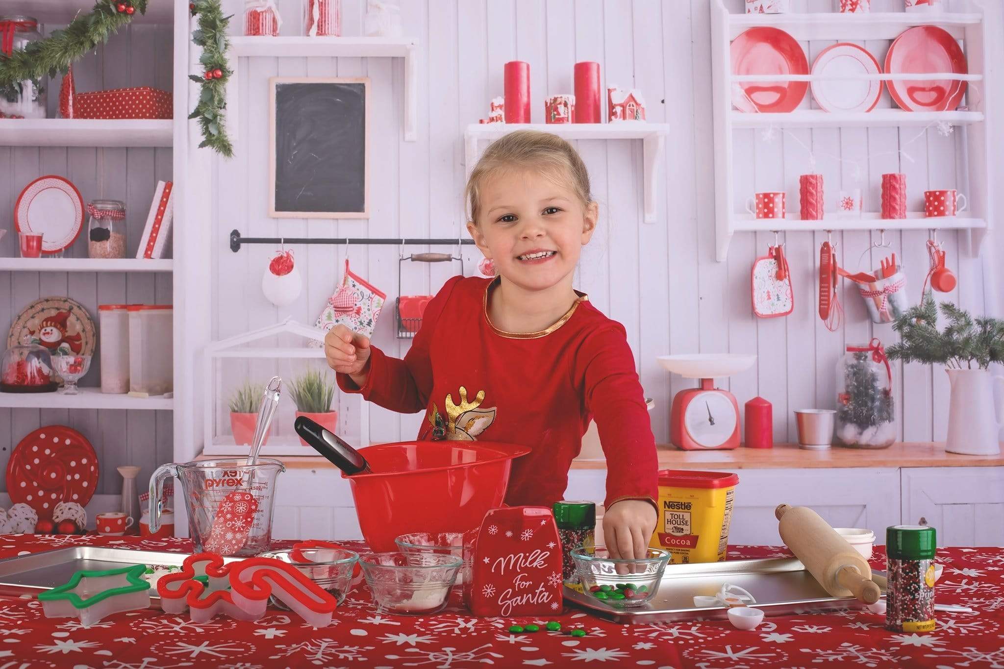 Kate Christmas Kitchen Backdrop White Wall for Photography - Kate Backdrop AU