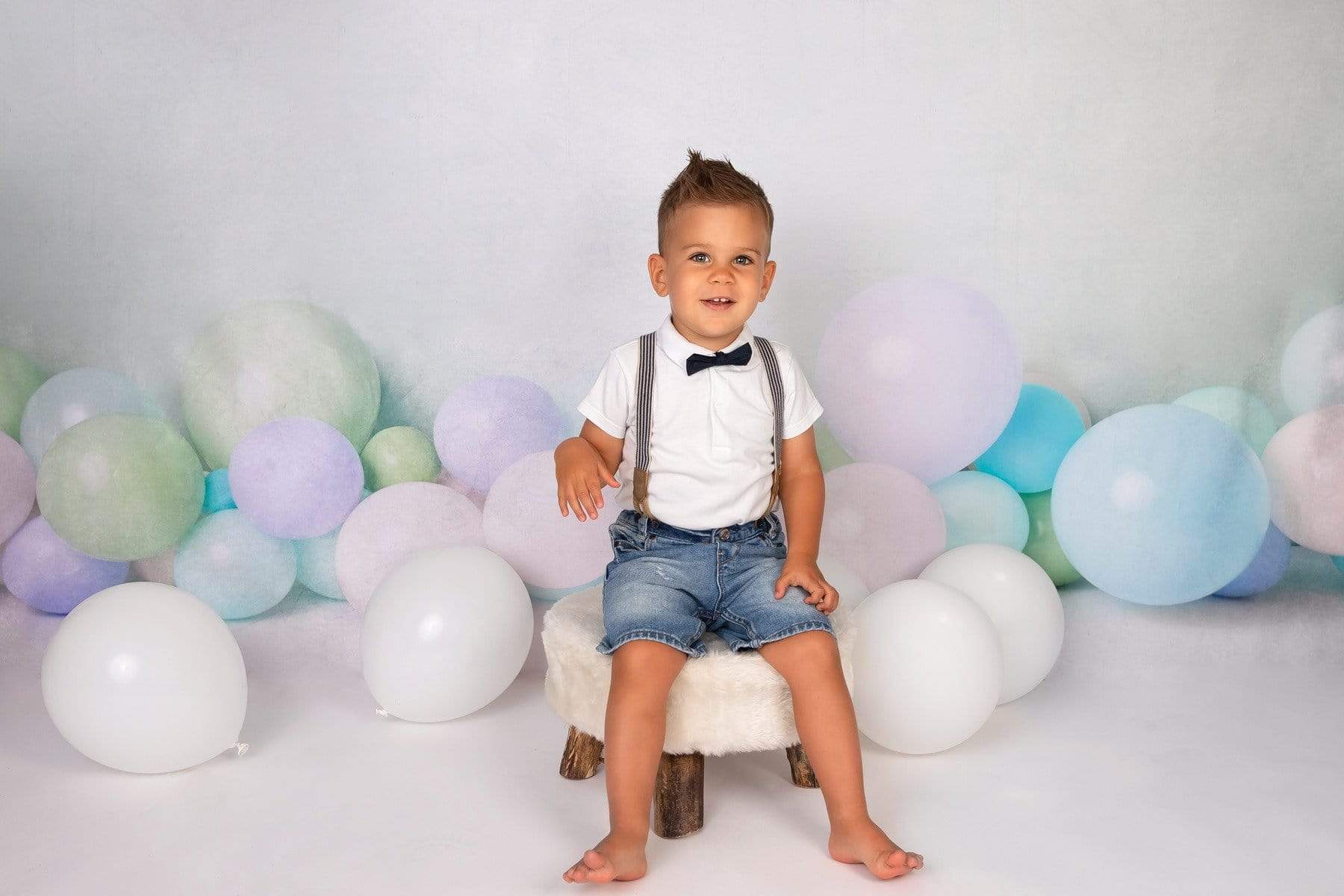 Kate Light Green Balloons for Children Backdrop for Photography Designed by Kerry Anderson - Kate Backdrop AU