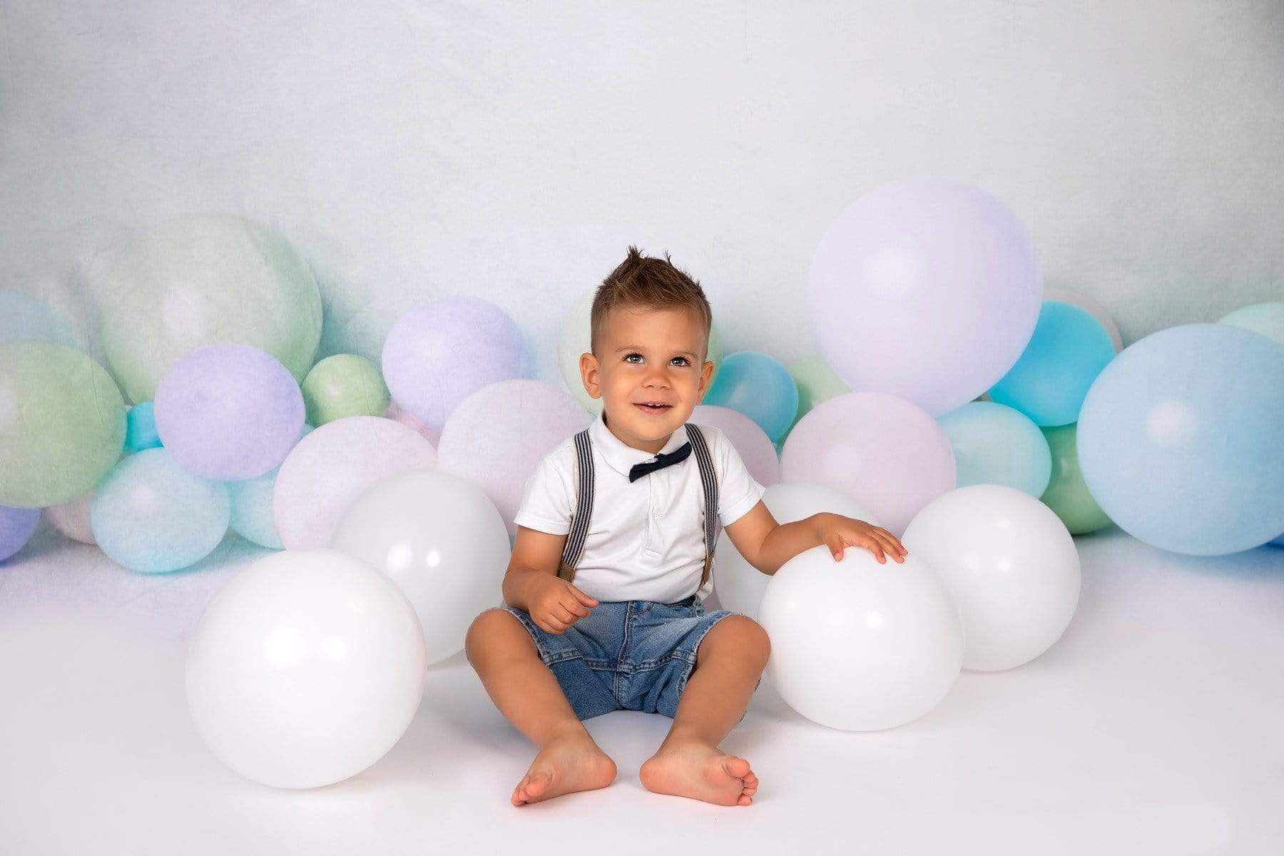 Kate Light Green Balloons for Children Backdrop for Photography Designed by Kerry Anderson - Kate Backdrop AU