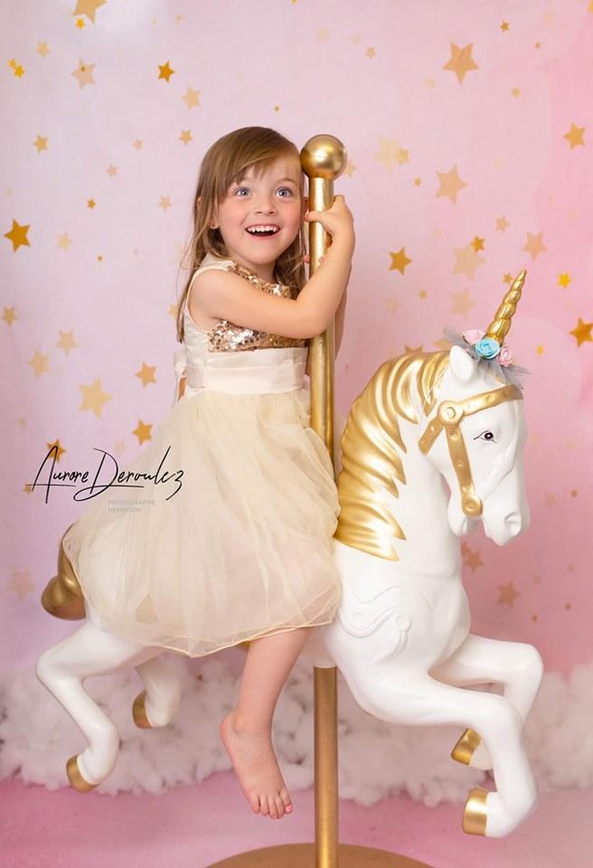 Kate Golden Stars Pink Birthday Backdrop for Children Photography Designed by JFCC - Kate Backdrop AU