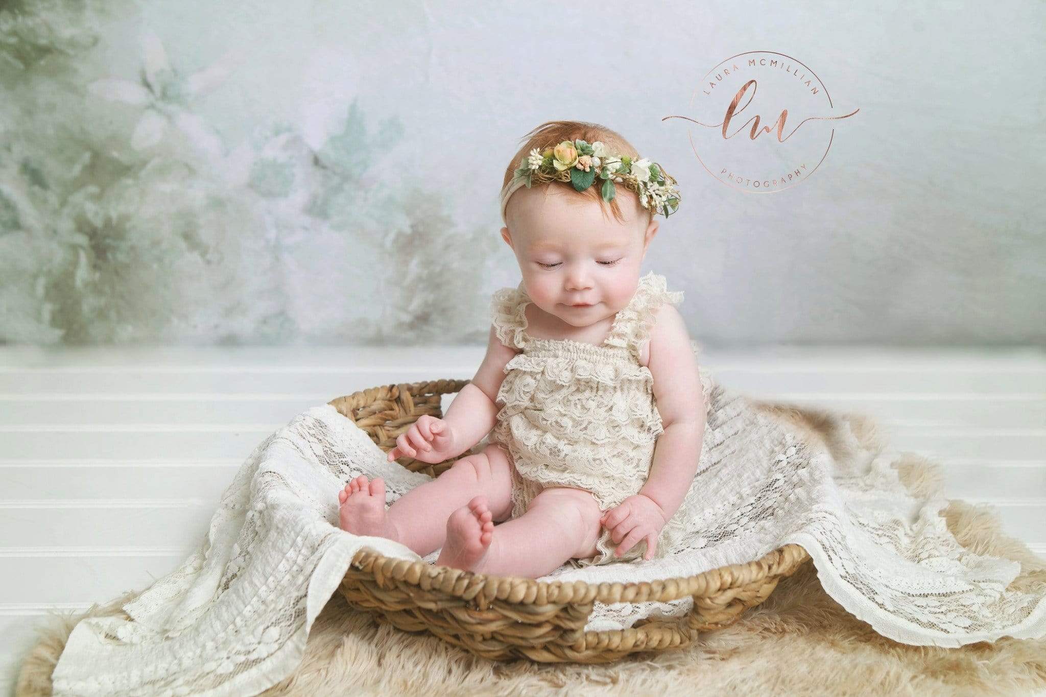 Kate Fine Art Watercolors Green Flowers Abstract Backdrop designed by Veronika Gant - Kate Backdrop AU