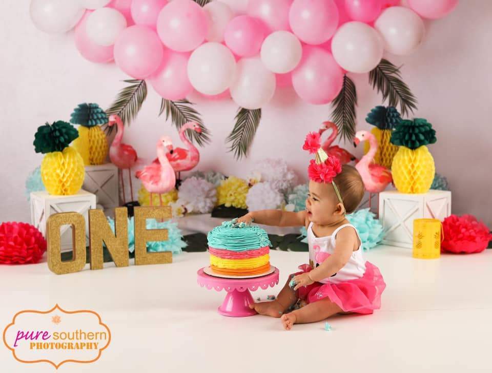 Kate Balloons Flowers Flamingo Summer Backdrop for Photography Designed by Mandy Ringe Photography - Kate Backdrop AU