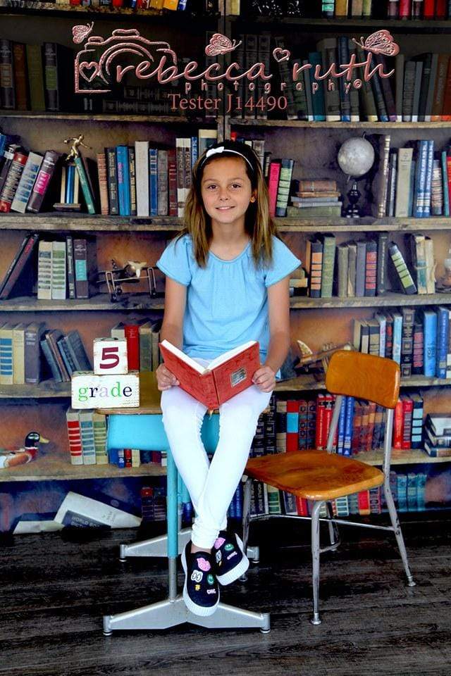 Kate Bookshelf Back to School Children Backdrop Designed by Arica Kirby - Kate Backdrop AU