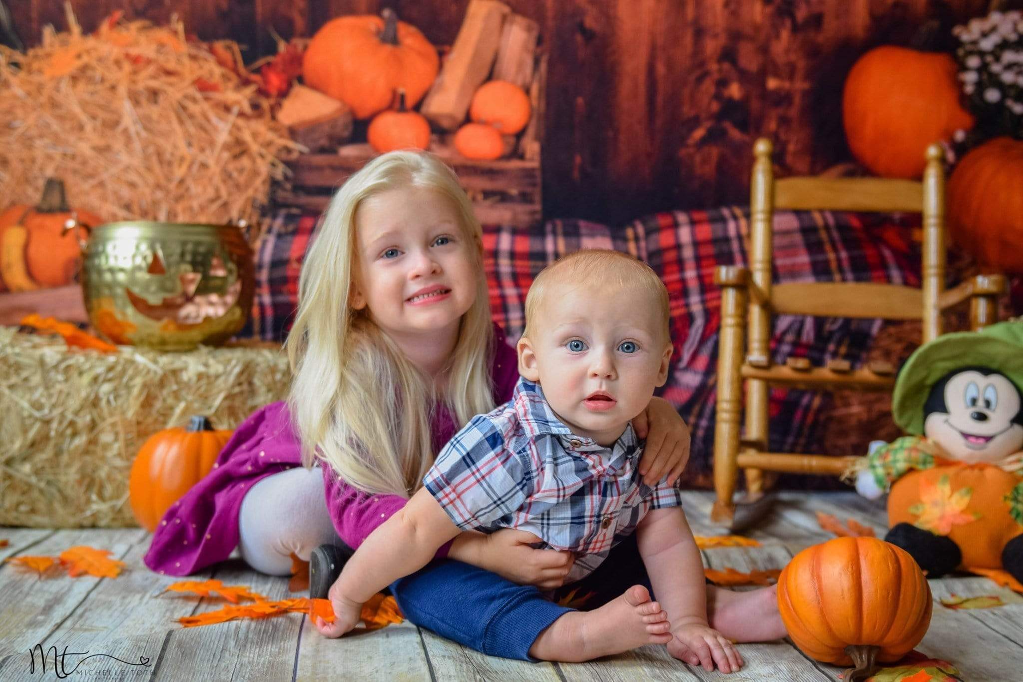 Kate Fall Pumpkin Straw Wood Daisy for Pictures - Kate Backdrop AU