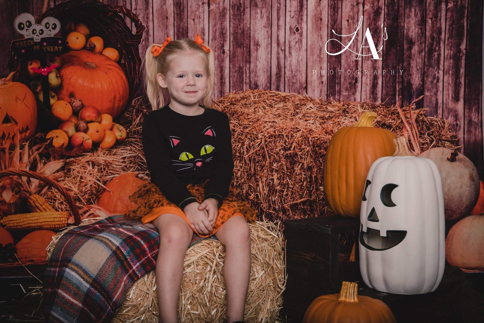 Kate Halloween Fall Pumpkin Grass Pile Farm Backdrop Photography - Kate Backdrop AU