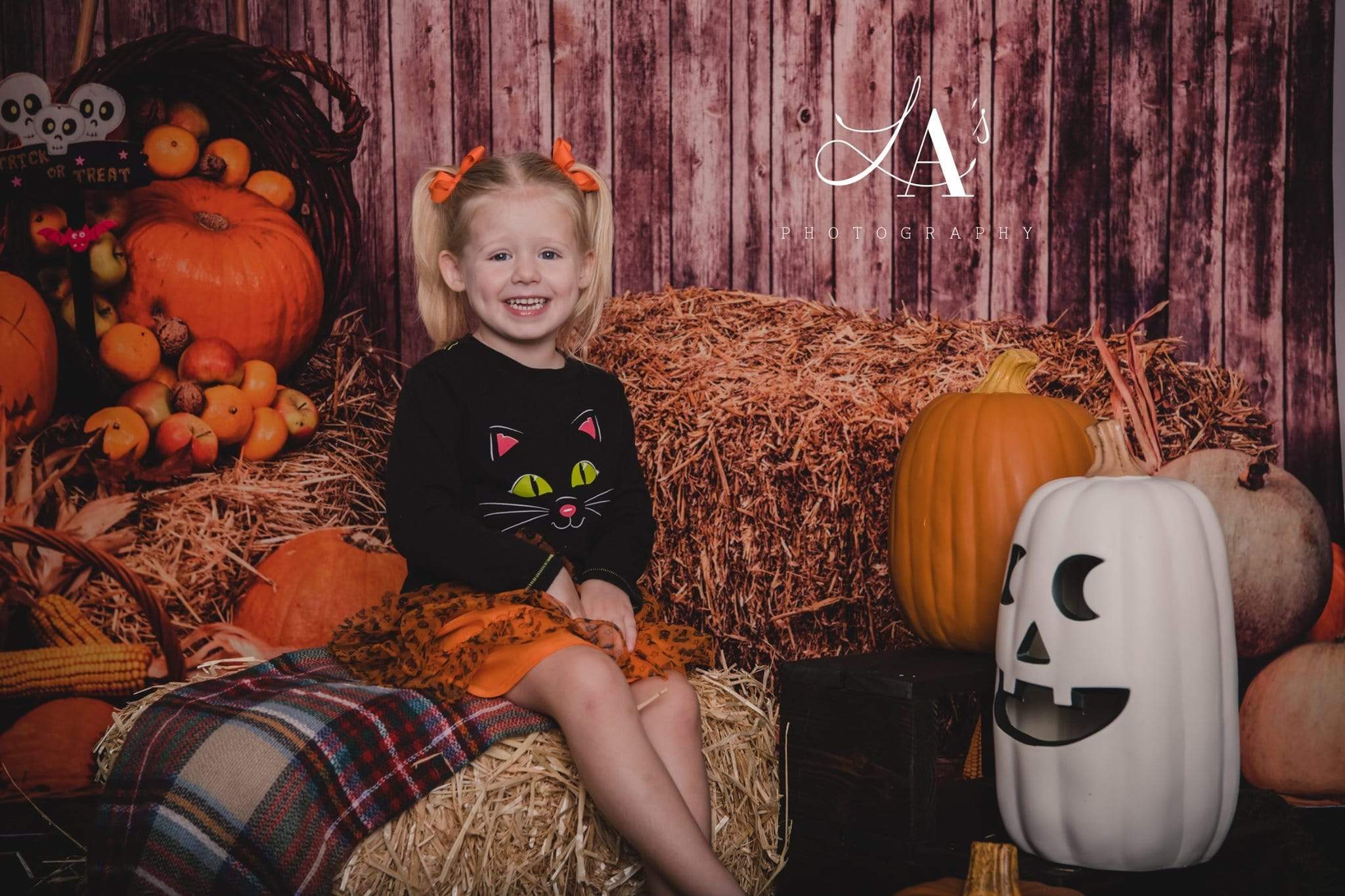 Kate Halloween Fall Pumpkin Grass Pile Farm Backdrop Photography - Kate Backdrop AU