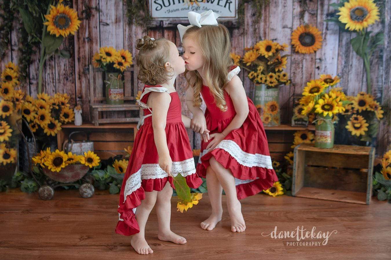 Kate Spring Sunflower Gift Shop Wood Fall Backdrop - Kate Backdrop AU