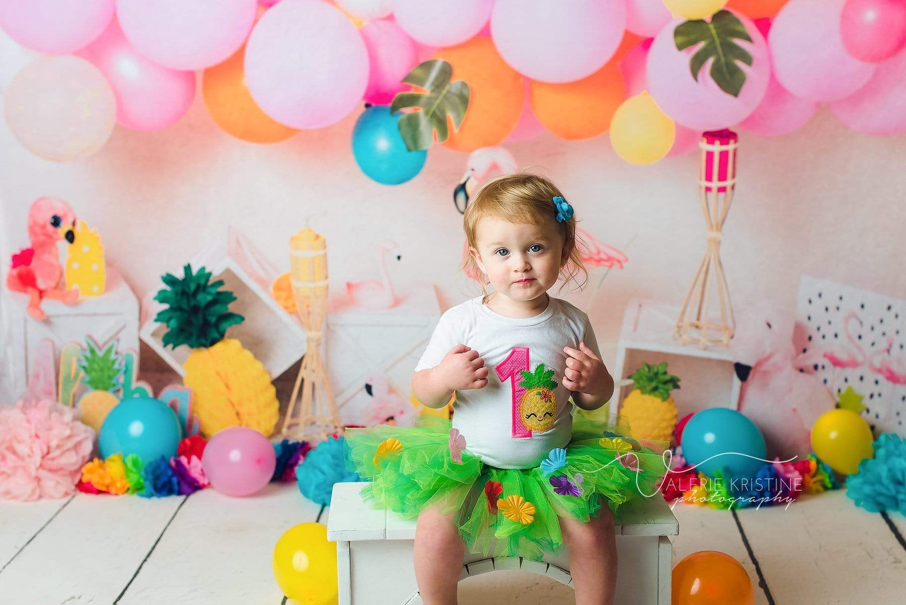 Kate Flamingo Party Children Balloons Backdrop for Photography Designed by Laura Lee Photography - Kate Backdrop AU