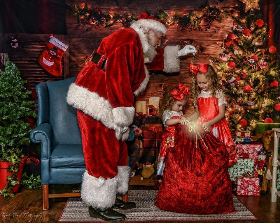 Kate Santa's Workshop Light Christmas Backdrop - Kate Backdrop AU