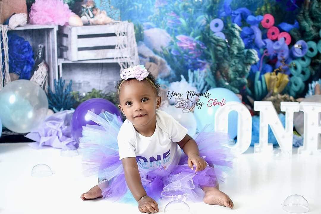 Kate mermaid under sea 1st birthday cake smash summer Backdrop designed by studio gumot - Kate Backdrop AU