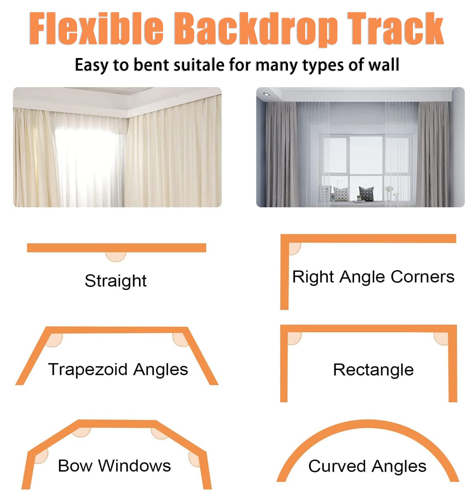 Flexible Curtains Backdrops Bendable Track Ceiling Wall Backdrop Stand - Kate Backdrop AU