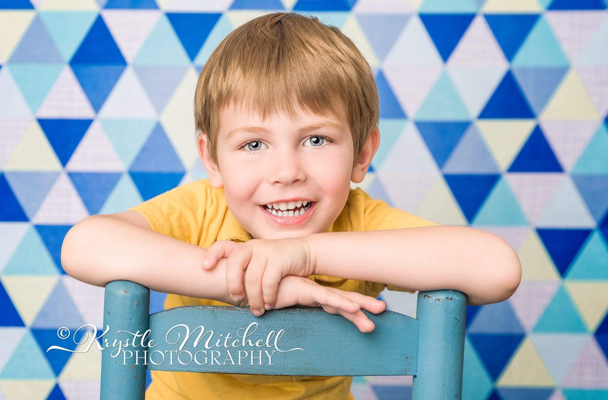 Kate Blue Triangle Seamless Pattern Backdrop Designed By Krystle Mitchell Photography - Kate Backdrop AU