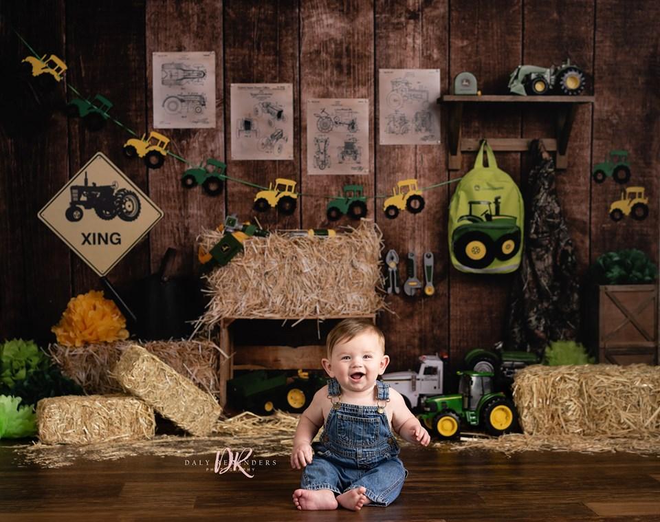 Kate Tractor Garage Children Backdrop - Kate Backdrop AU