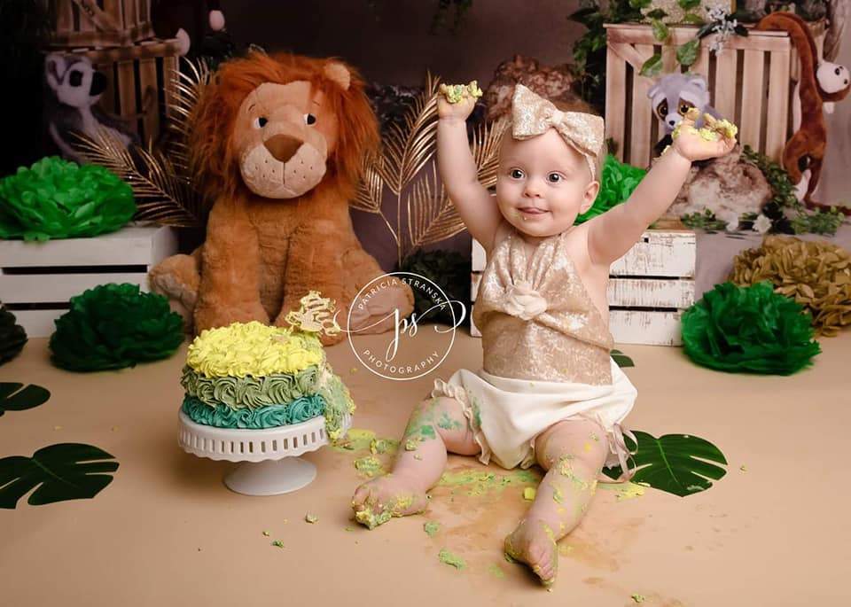 Kate Jungle cartoon zoo animals Summer Backdrop 1st cake smash designed by studio gumot - Kate Backdrop AU