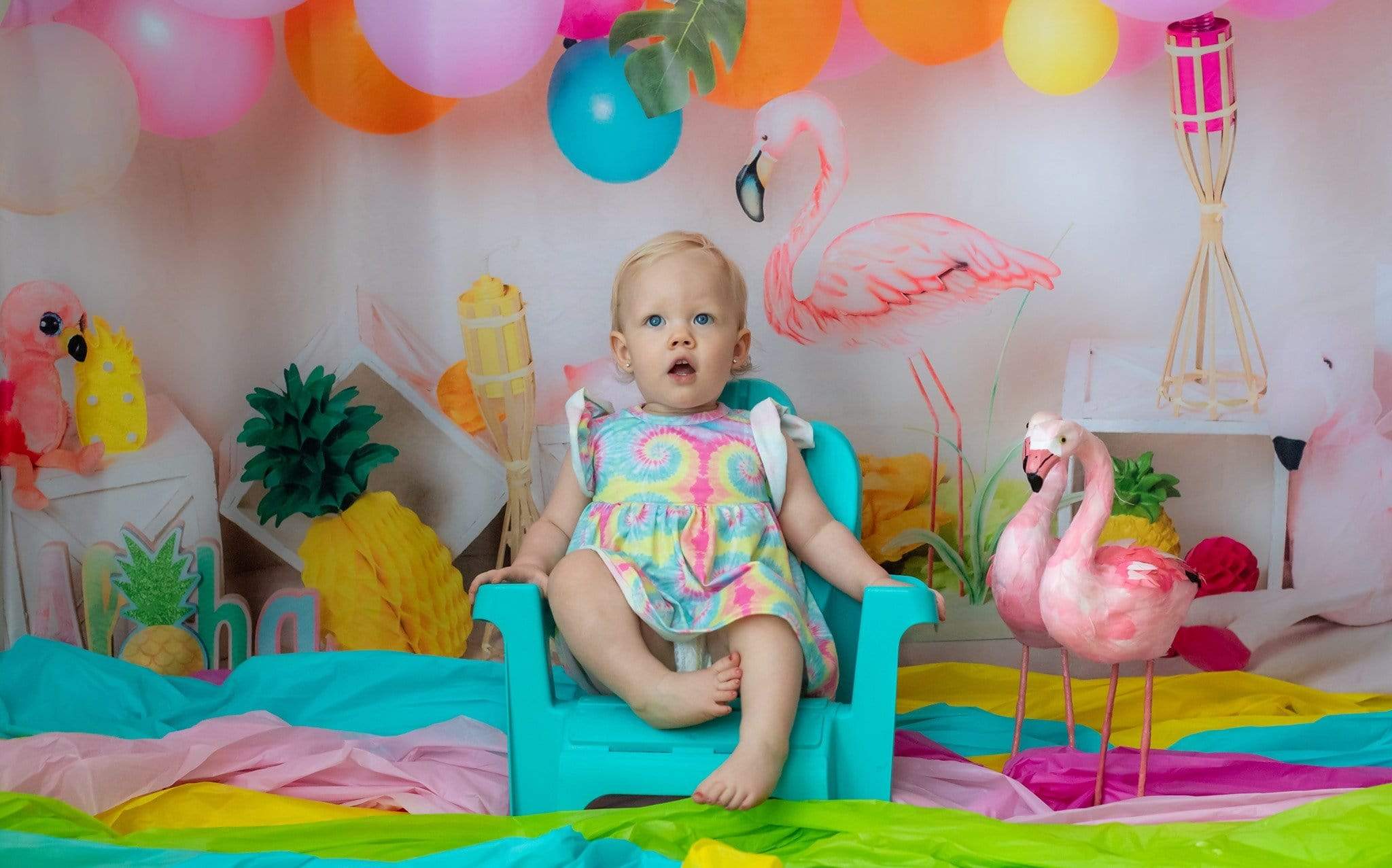 Kate Flamingo Party Children Balloons Backdrop for Photography Designed by Laura Lee Photography - Kate Backdrop AU