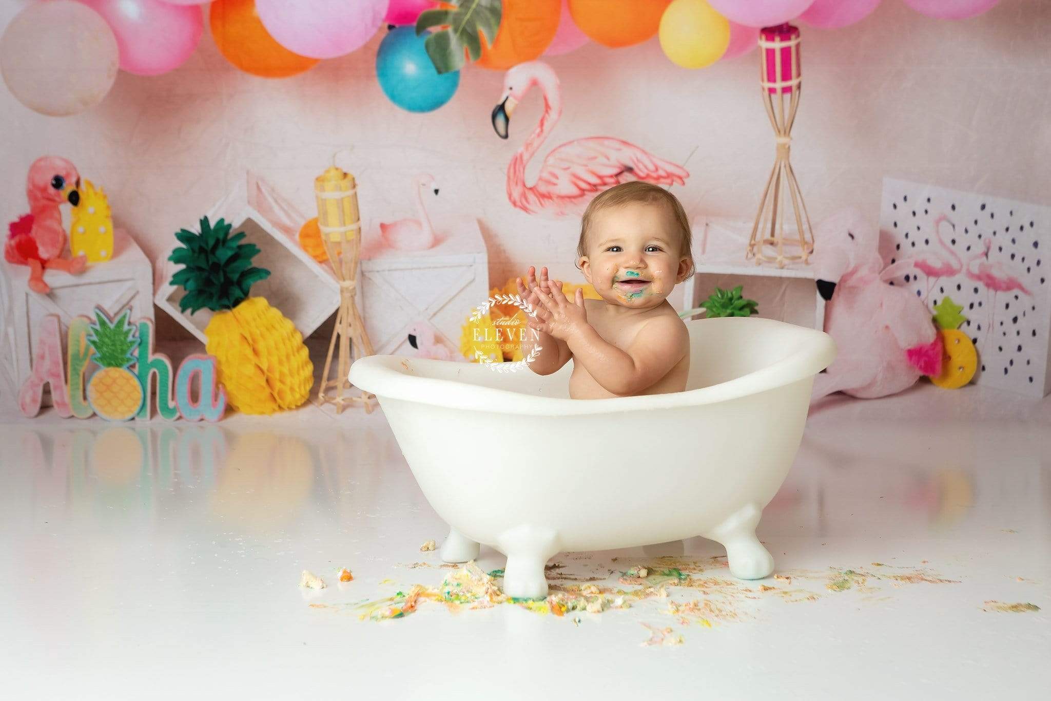Kate Flamingo Party Children Balloons Backdrop for Photography Designed by Laura Lee Photography - Kate Backdrop AU